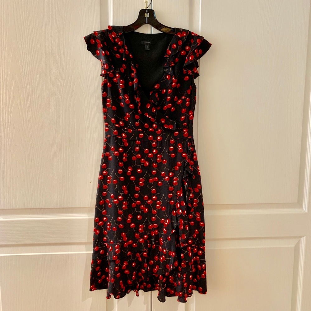 J Crew Cherry ruffle dress size 0 never been worn.